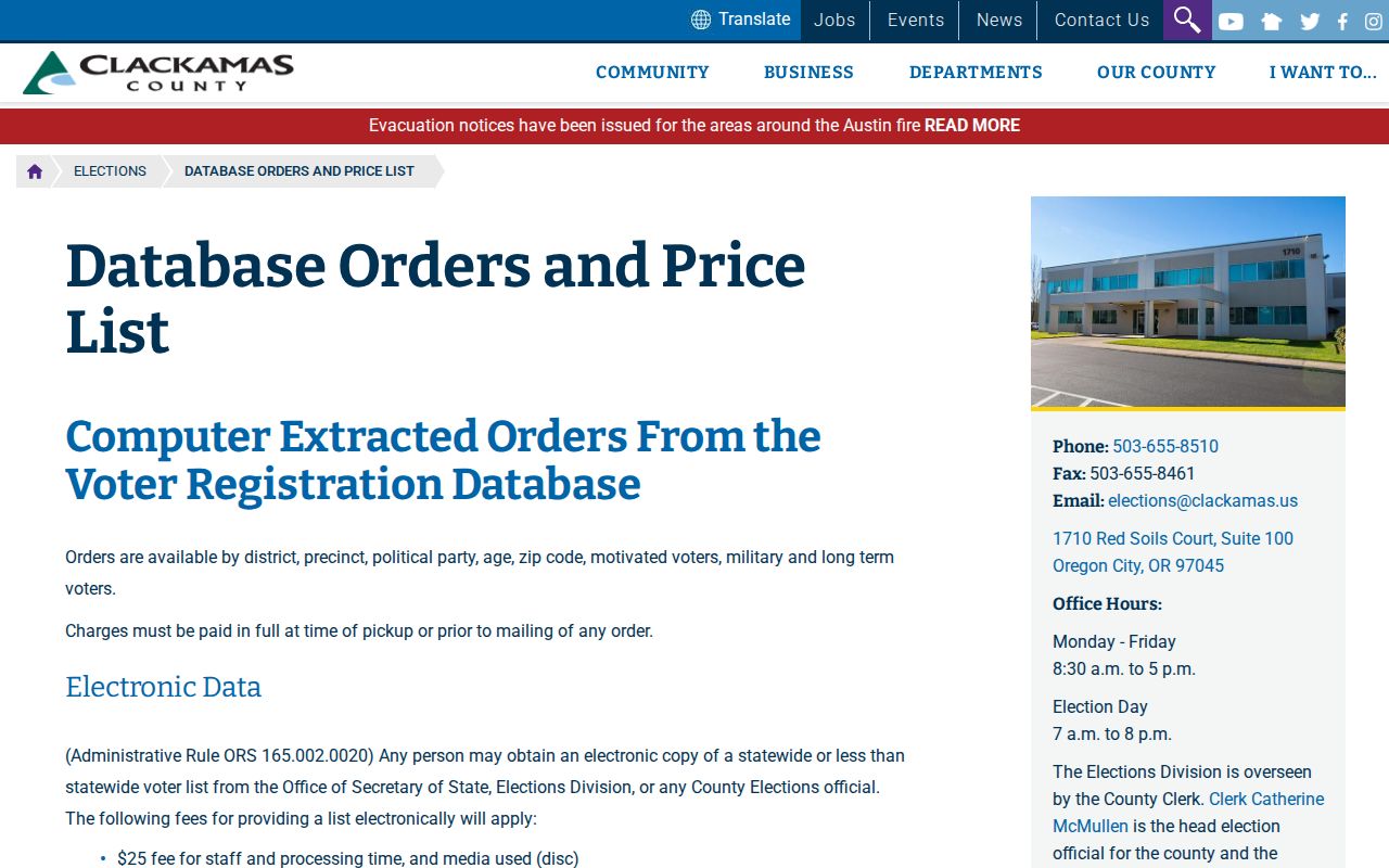 Tualatin neighbors Clackamas County voter-list price information