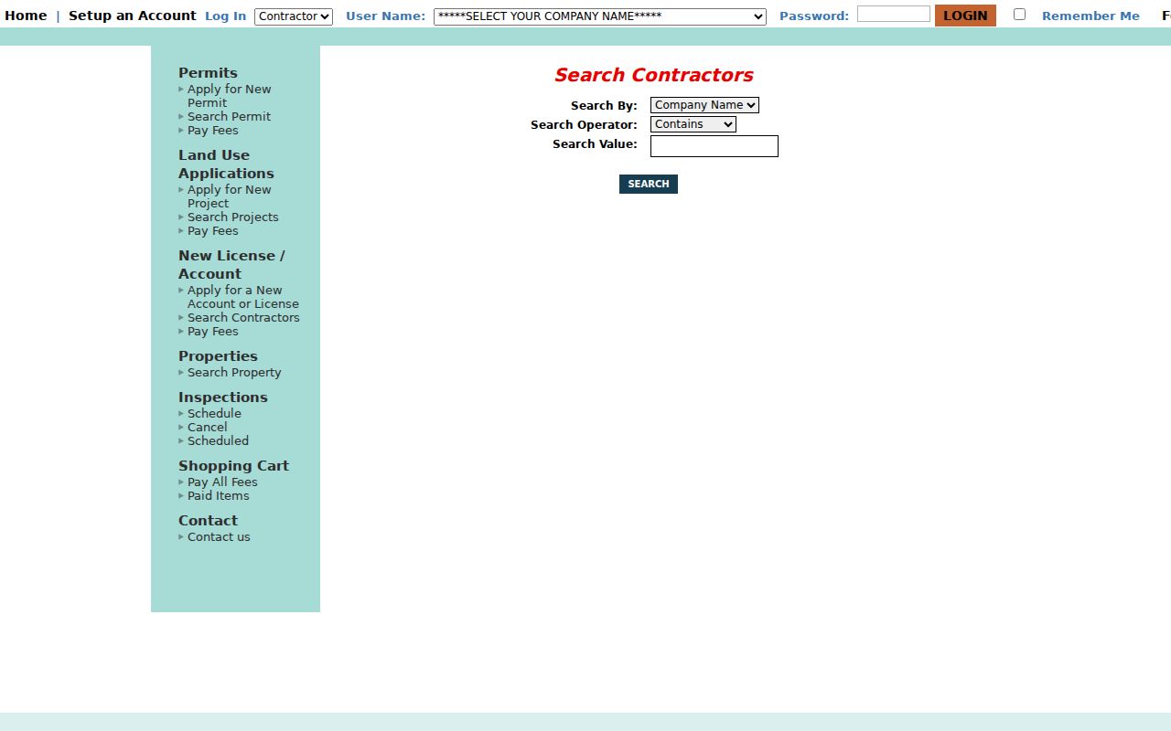 Tualatin resident lookup eTRAKiT contractor search interface