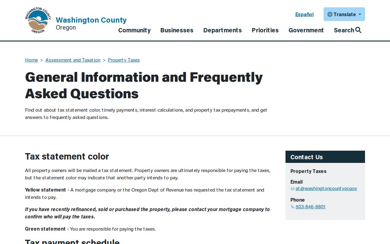 Tualatin resident directory Washington County property search instructions